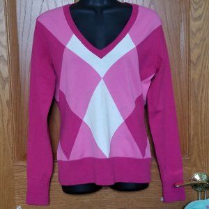 Lilly Pulitzer Pink Ivory Argyle Sweater size S